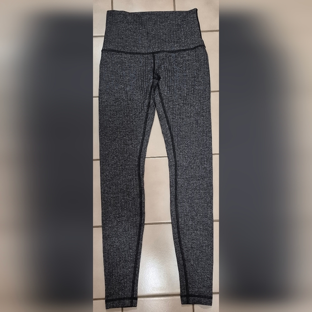 Lululemon Wunder Under High-Rise Tight 28"  Herringbone Heathered Black White(6)